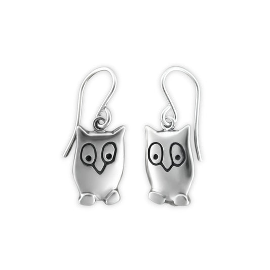 Sterling Silver Little Owl Earrings