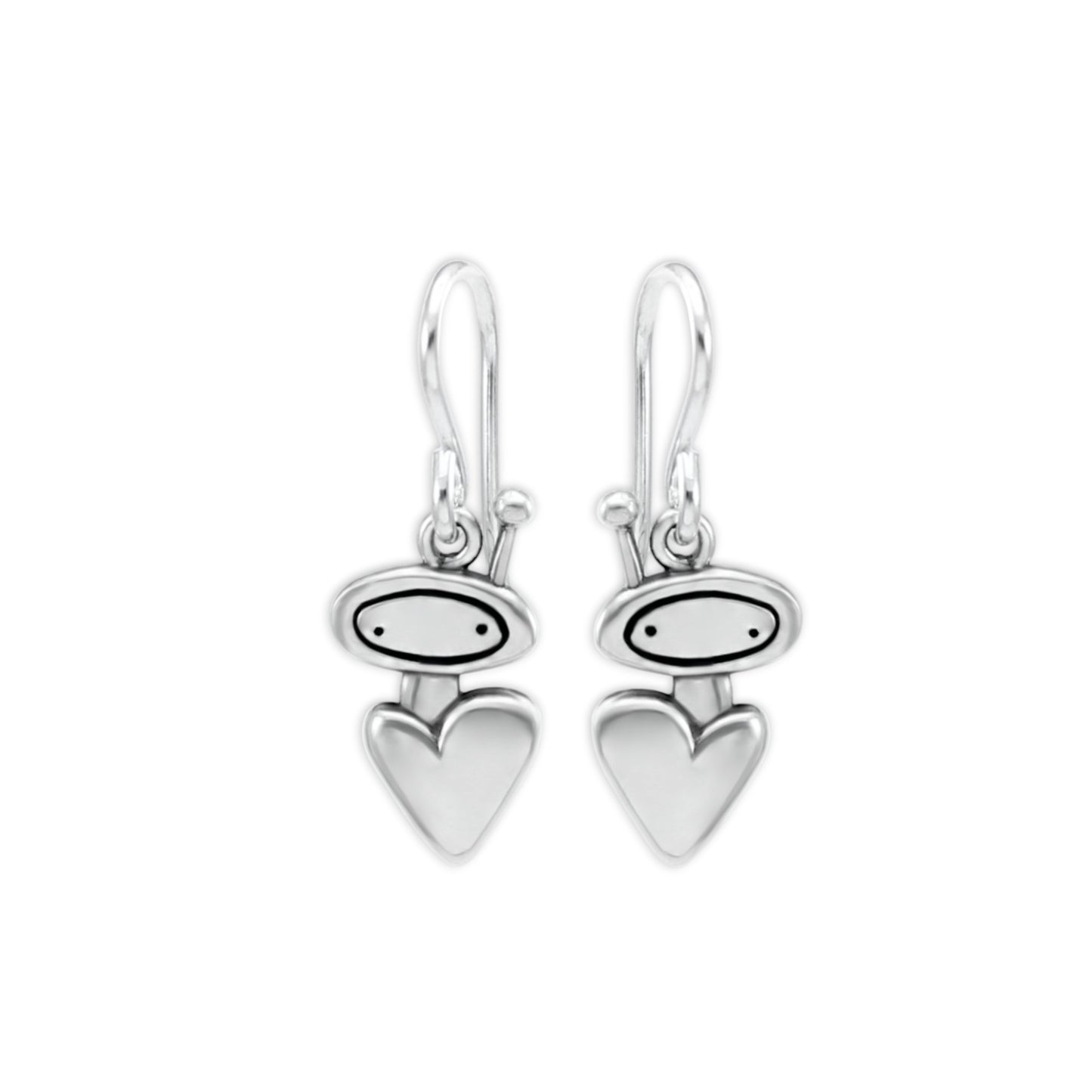 Sterling Silver Tiny Little Orbit Heart Earrings
