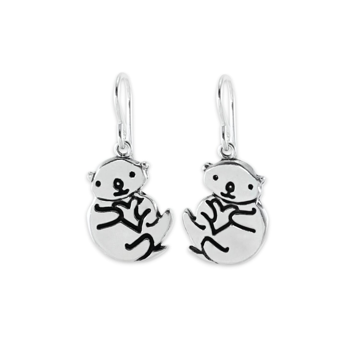 Sterling Silver Otter Charm Earrings - Otter Jewelry