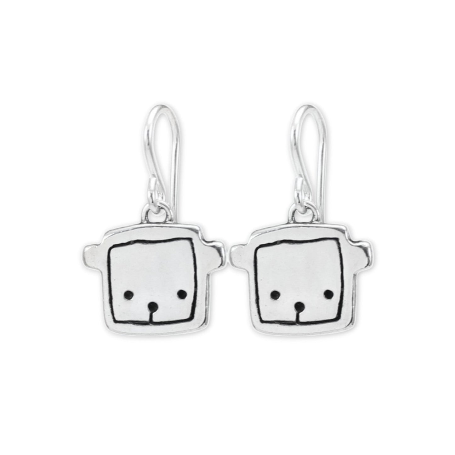 Sterling Silver Teddy Bear Charm Earrings