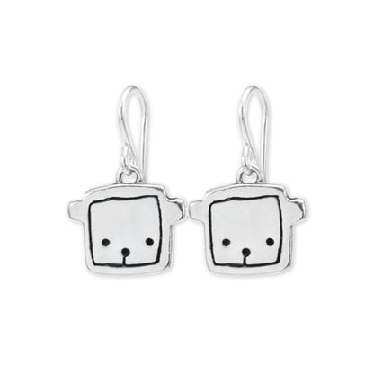 Sterling Silver Teddy Bear Charm Earrings