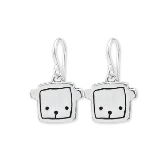 Sterling Silver Teddy Bear Charm Earrings