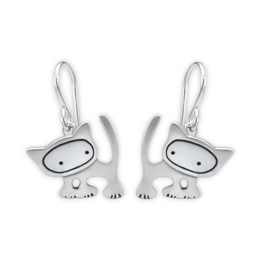 Sterling Silver Little Punk Kitty Earrings -Cat Jewelry