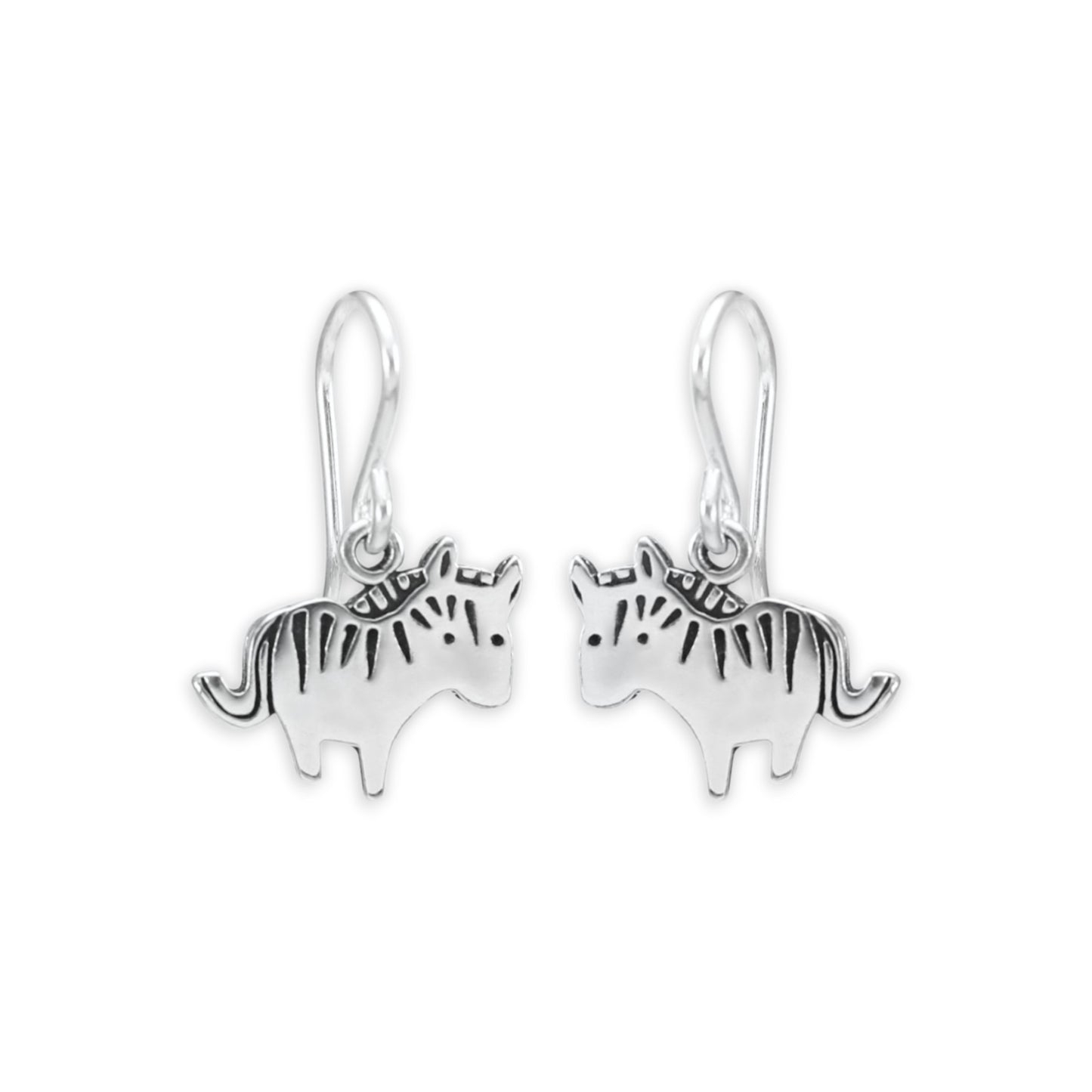 Sterling Silver Zebra Charm Earrings - Zebra Jewelry