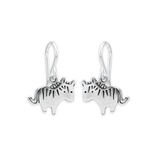 Sterling Silver Zebra Charm Earrings - Zebra Jewelry