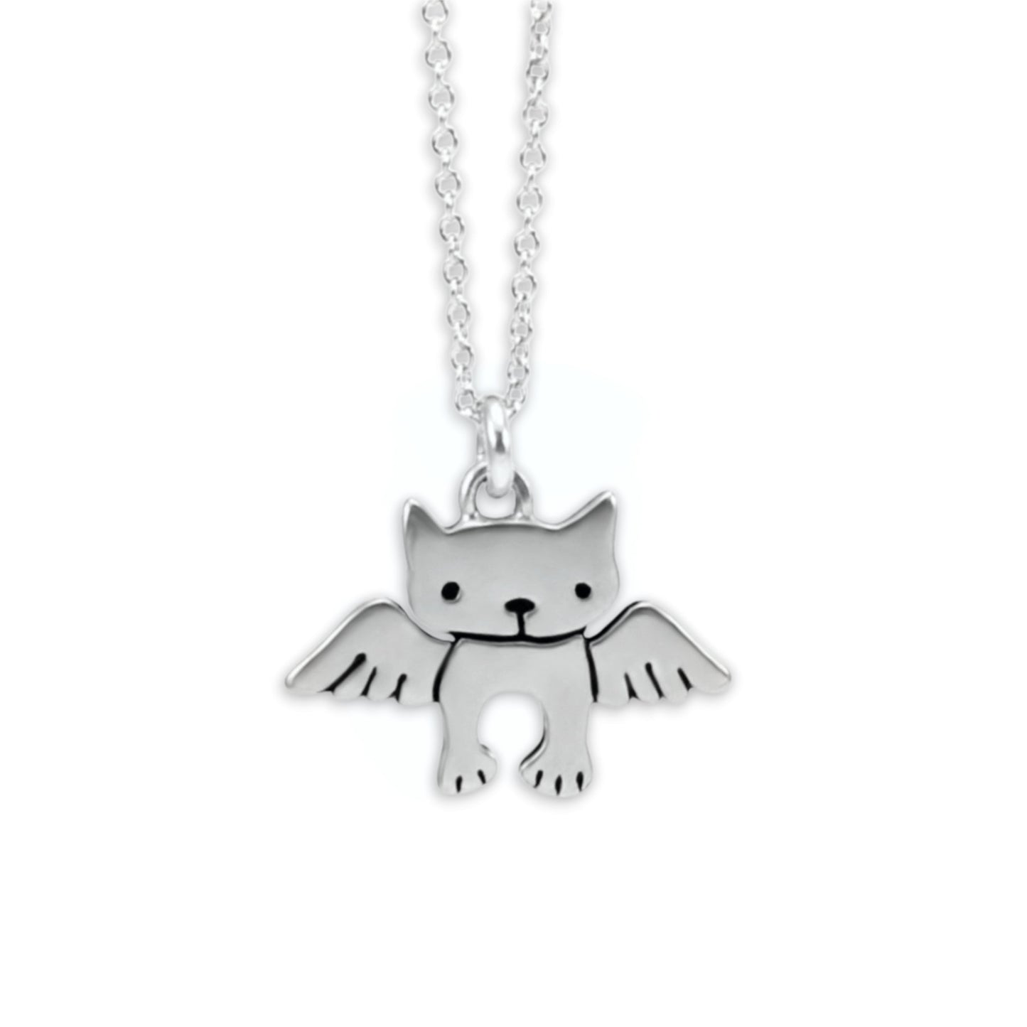Sterling Silver Mother Daughter Angel Kitty Necklaces