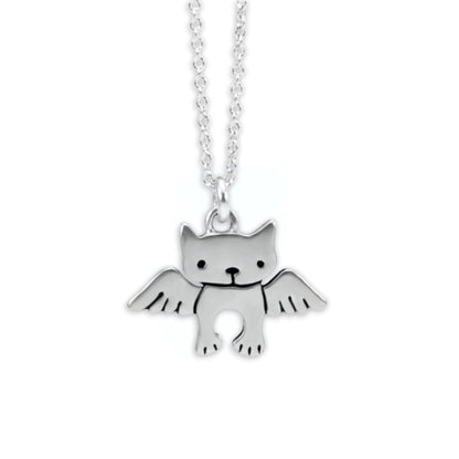 Sterling Silver Mother Daughter Angel Kitty Necklaces