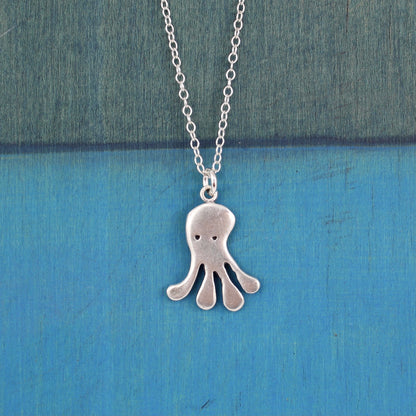 Sterling Silver Octopus Necklace - Octopus Charm Jewelry