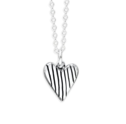 Sterling Silver Reversible Little Stripe Heart Necklace