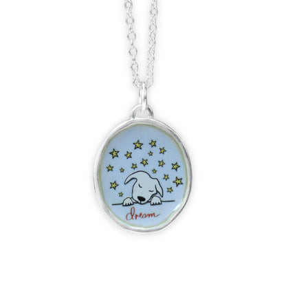 Dream Dog Pendant Necklace in Sterling Silver and Enamel