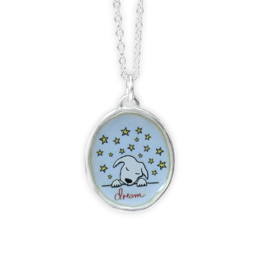 Dream Dog Pendant Necklace in Sterling Silver and Enamel