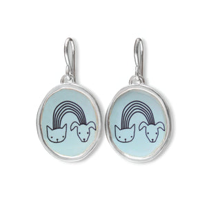 Dog and Cat Love Charm Earring - Cat and Dog Family Pets Jewelry