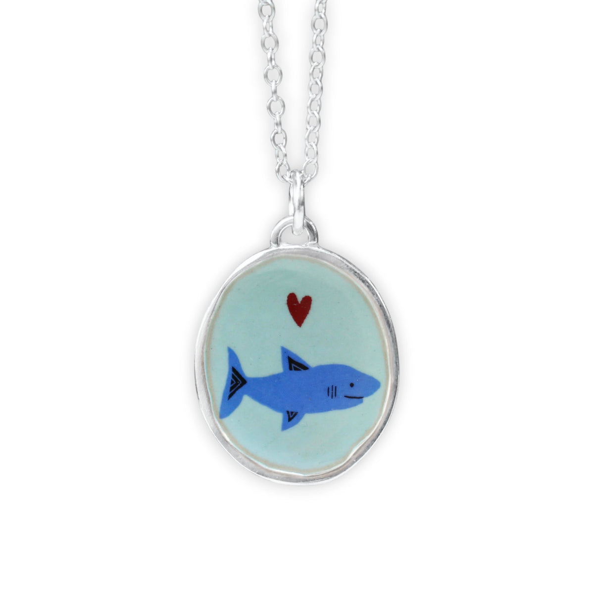 Shark Pendant crafted with Sterling Silver and Vitreous Enamel