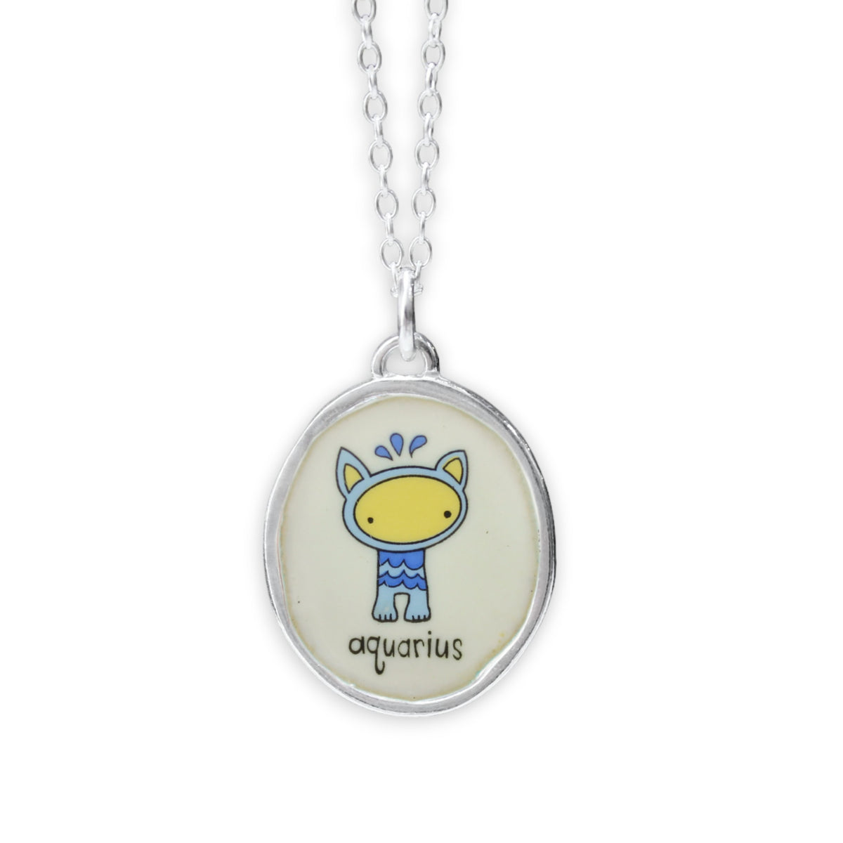 Sterling Silver Aquarius Pendant on Adjustable Chain by Mark Poulin
