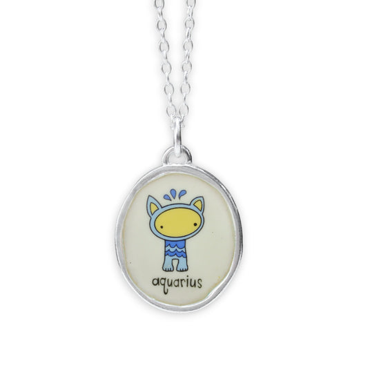 Sterling Silver Aquarius Pendant on Adjustable Chain by Mark Poulin