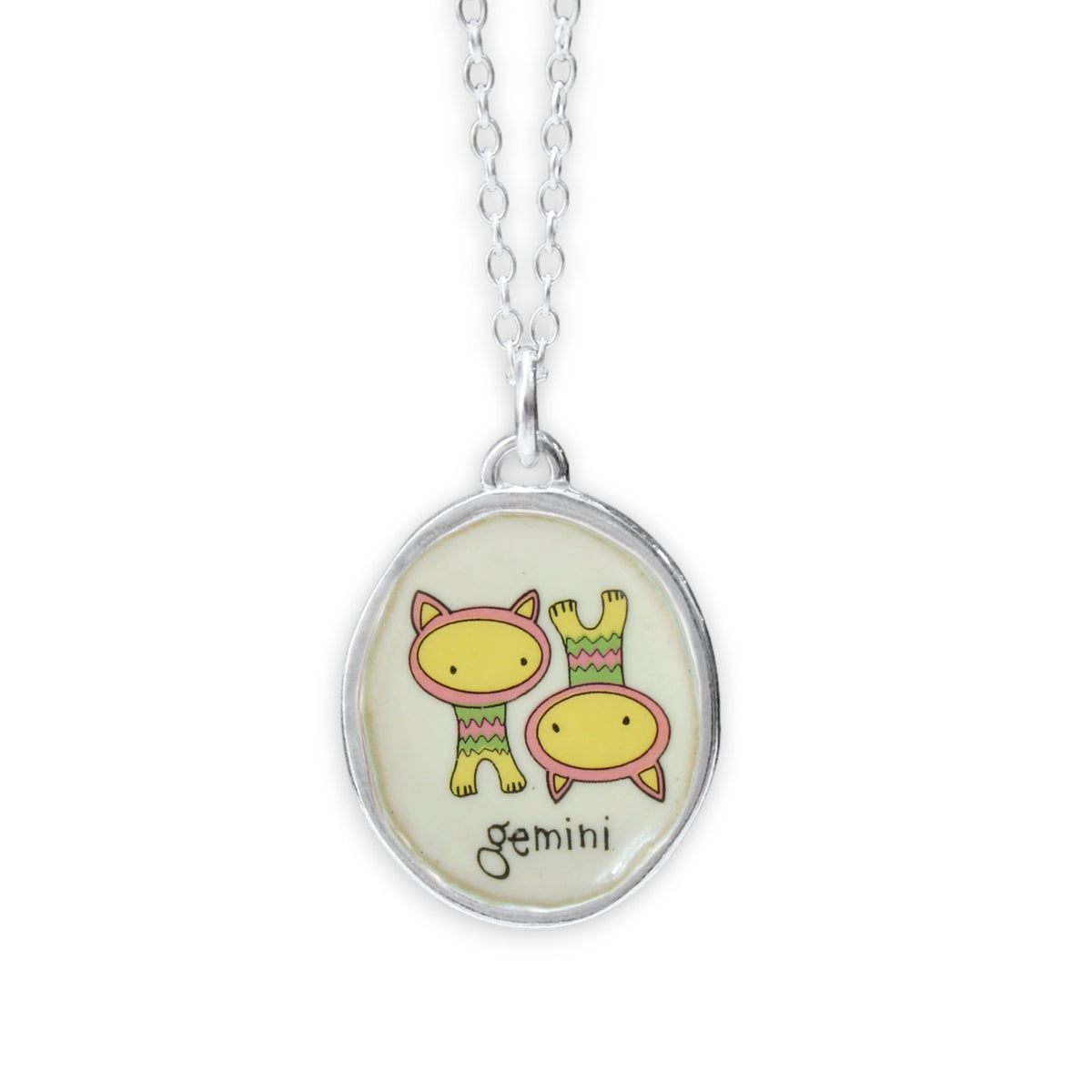 Sterling Silver Gemini Pendant on Adjustable Chain by Mark Poulin