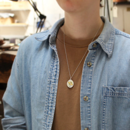 Sterling Silver Gemini Pendant on Adjustable Chain by Mark Poulin