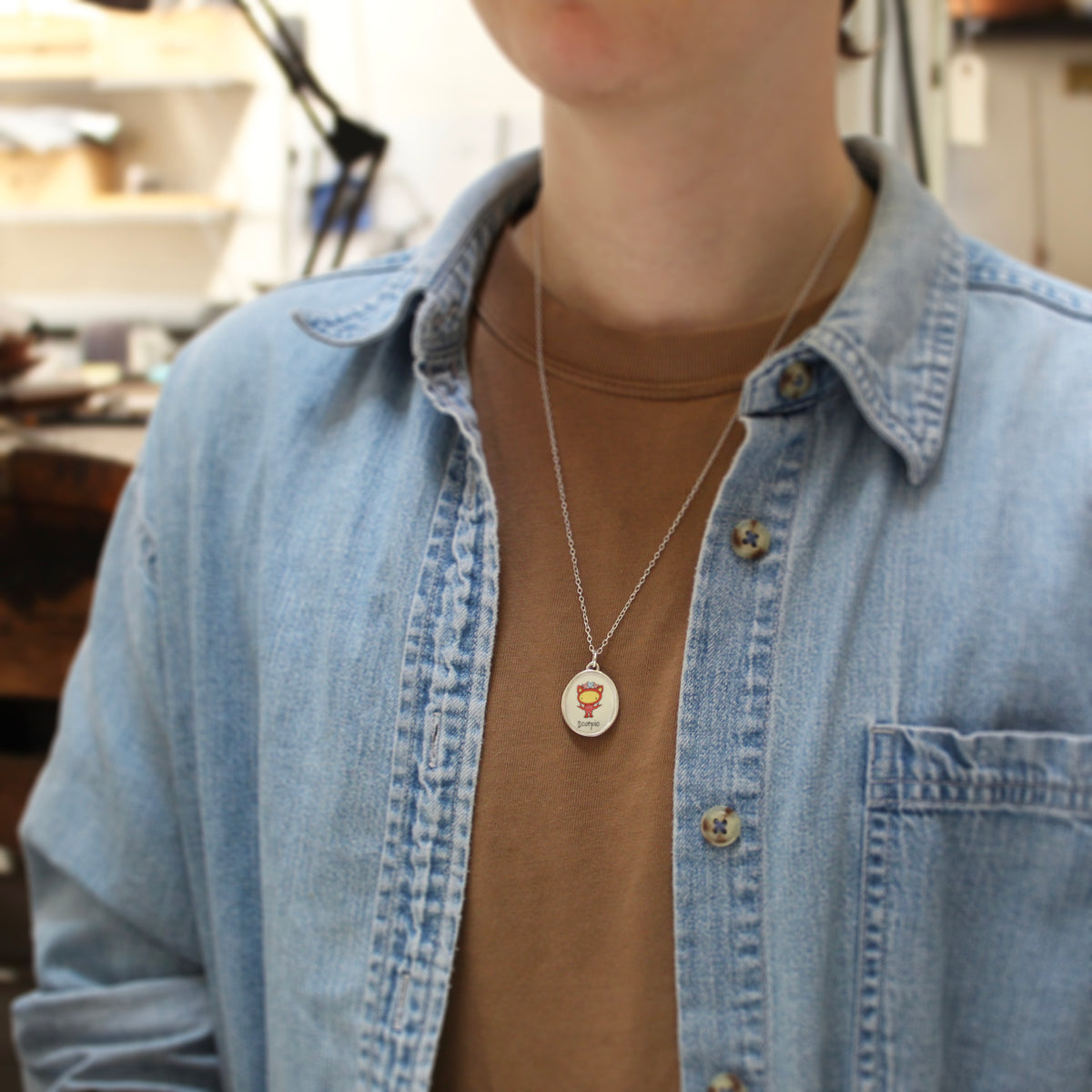 Sterling Silver Scorpio Pendant on Adjustable Chain by Mark Poulin