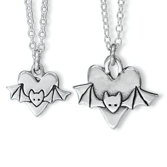 Sterling Silver Mother Daughter Bat Necklaces