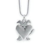 Pewter Dog Necklace - Peeking Dog Pewter Charm Necklace on Adjustable Stainless Steel Box Chain