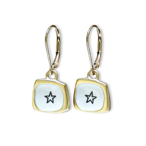 Tiny Gold Star Dangle Earrings - Gold Dipped Sterling Silver Star Earrings on Gold Filled Lever Back Ear Wires - Star Jewelry