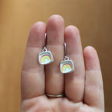 70's Style Lever Back Rainbow Earrings Made with Sterling Silver and Vitreous Enamel