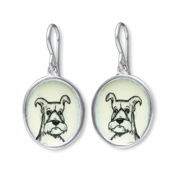 Schnauzer Earrings - Sterling Silver and Enamel Dog Breed Jewelry - Airedale Wheaton Terrier Dog Mom Gift