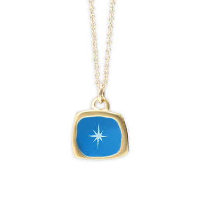Gold Star Necklace - Sterling Silver And Blue Enamel Star Pendant - Star Charm Jewelry