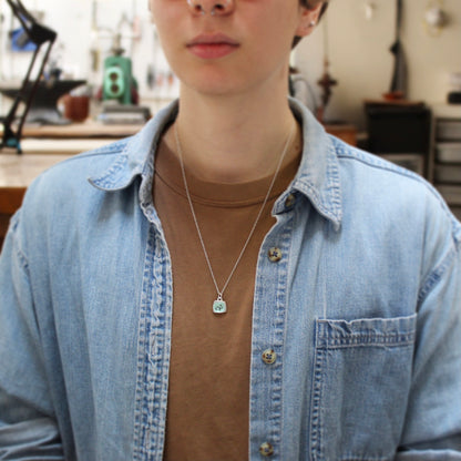 Teeny Tiny Enamel and Sterling Silver Turtle Necklace on Adjustable Serling Chain - Turtle Jewelry