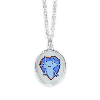 Axolotl Necklace in Sterling Silver and Enamel