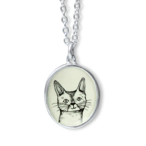 Burmese Cat Necklace - Sterling Silver and Enamel Siamese Cat Breed Pendant