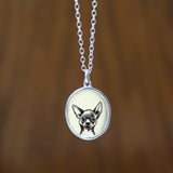 Sterling Silver and Enamel Chihuahua Necklace - Chihuahua Jewelry