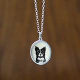 Sterling Silver and Enamel Border Collie Necklace - Adorable Dog Breed Jewelry