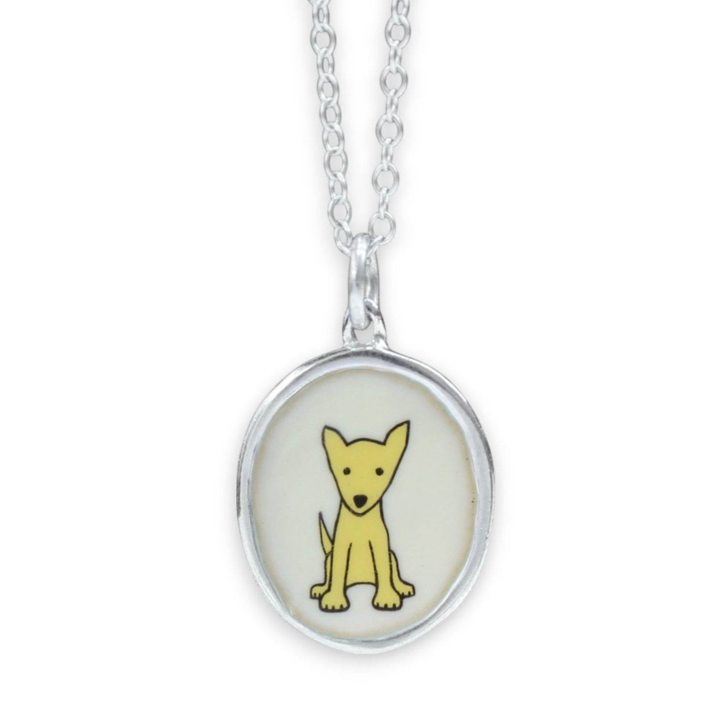 Yellow Dog Necklace in Sterling Silver and Enamel
