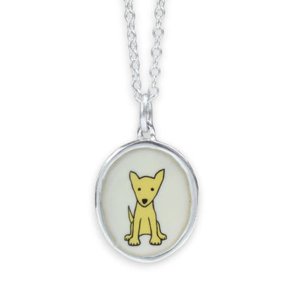 Yellow Dog Necklace in Sterling Silver and Enamel