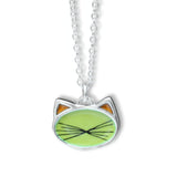 Bright Colored Cat Whiskers Pendant - Sterling Silver and Enamel Necklace - Cat Jewelry on Adjustable Chain