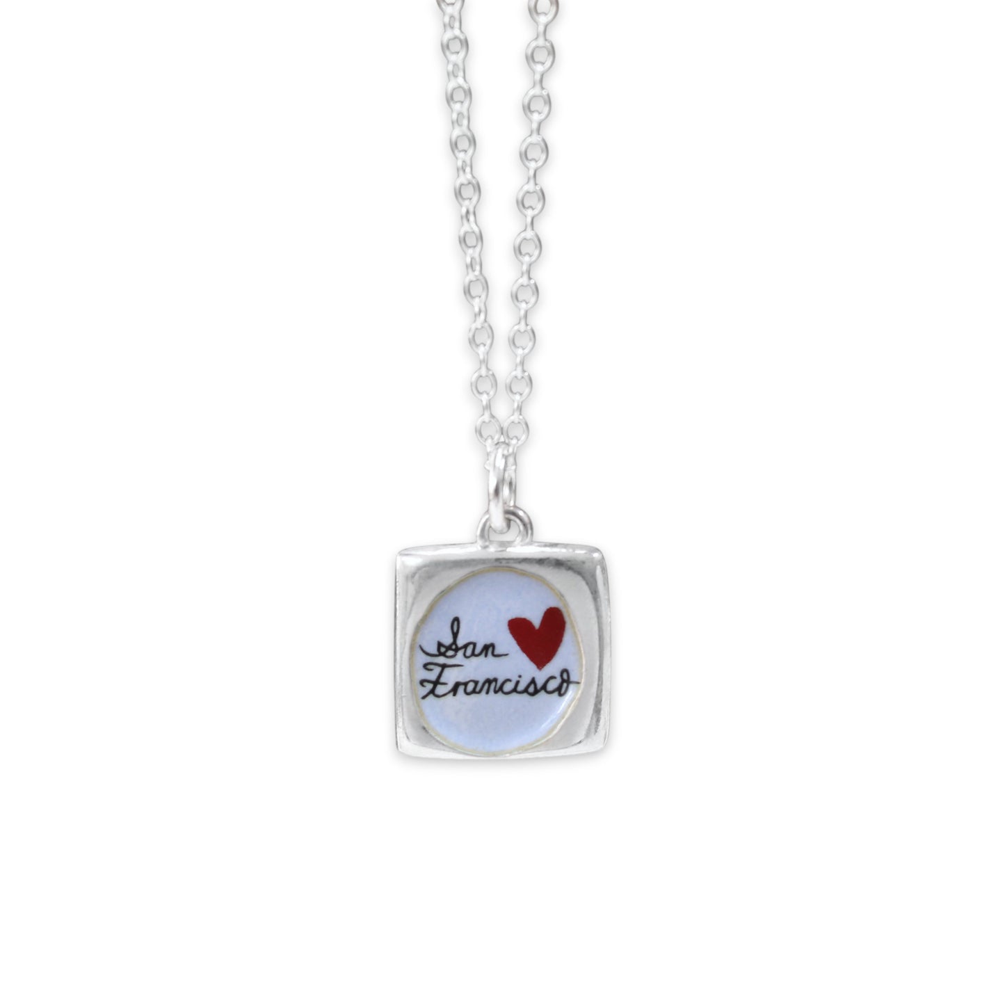 San Francisco Golden Gate Bridge Reversible Sterling Silver and Enamel Necklace