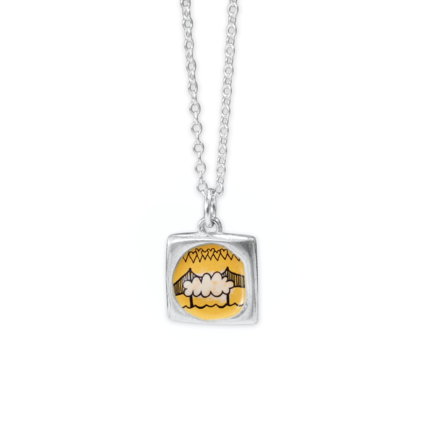 San Francisco Golden Gate Bridge Reversible Sterling Silver and Enamel Necklace