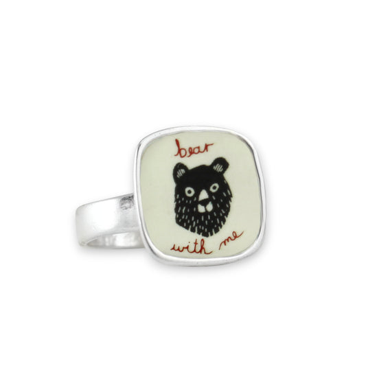 Bear Ring - Sterling Silver "Bear With Me" - Statement Jewelry