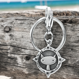 Sterling Silver Compass Cat Keychain - Good Luck For Lost Cat - Celebrate Found Cat