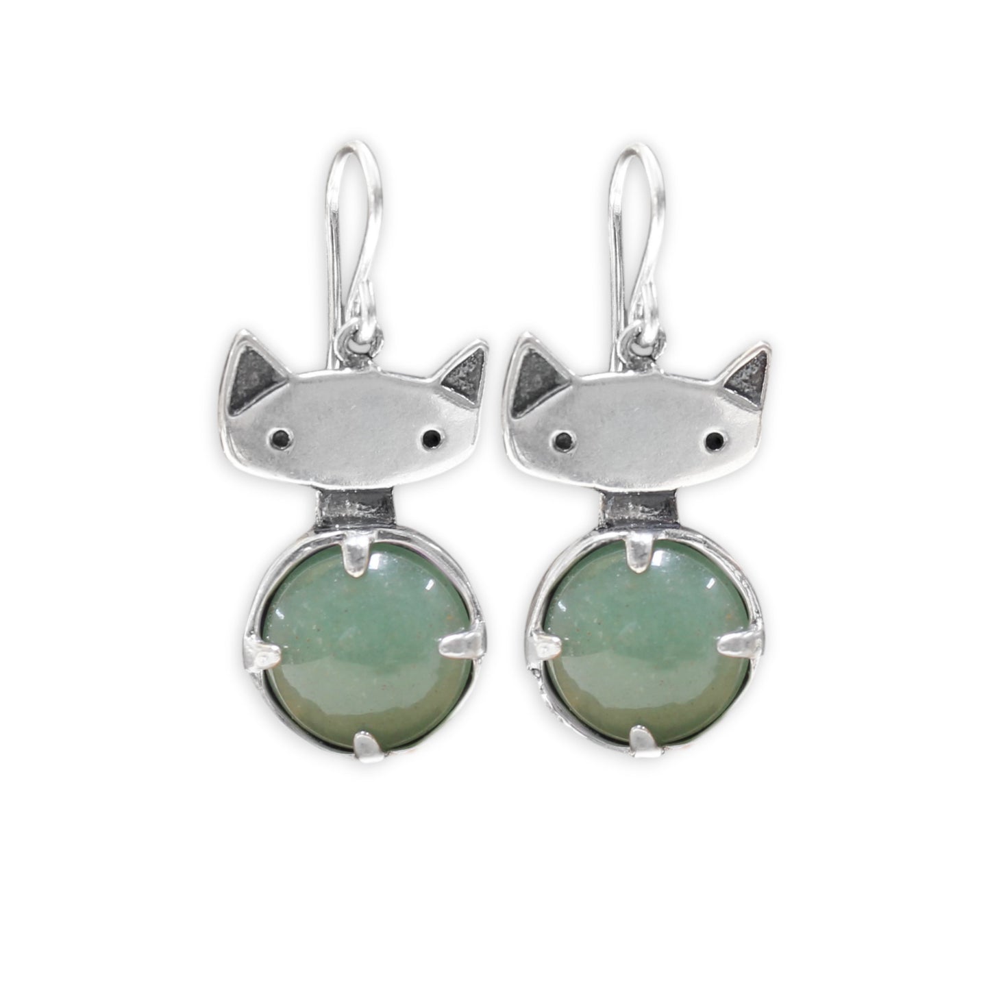 Prong Set Jade Cat Earrings