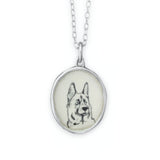 Sterling Silver and Enamel German Shepherd or Malinois Necklace