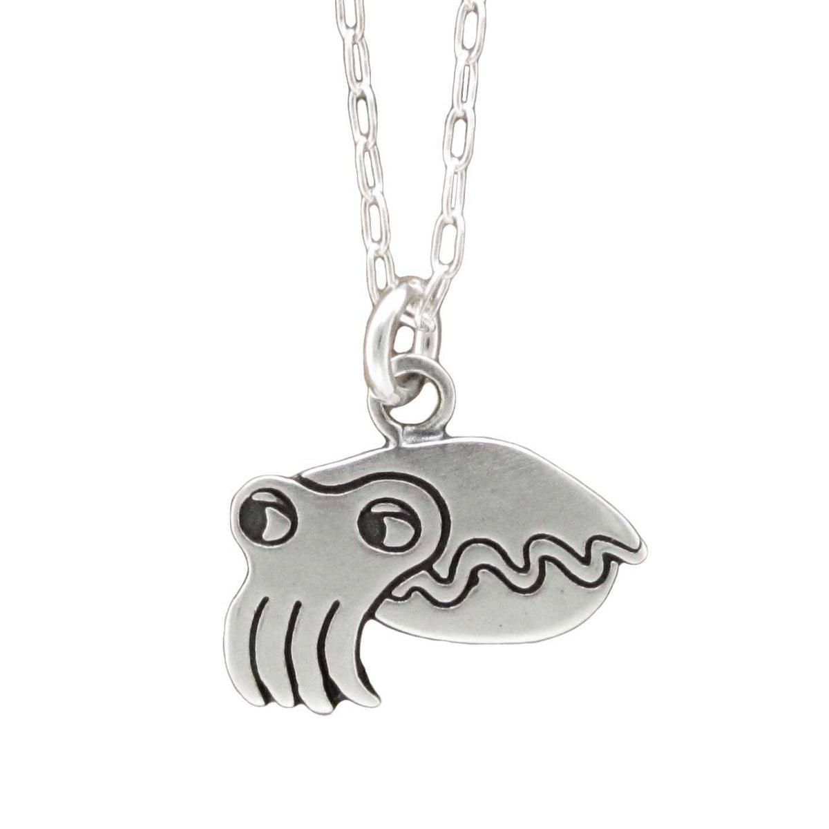 Sterling Silver Cuttlefish Necklace - Cuttlefish Charm