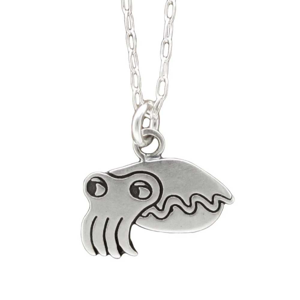 Sterling Silver Cuttlefish Necklace - Cuttlefish Charm