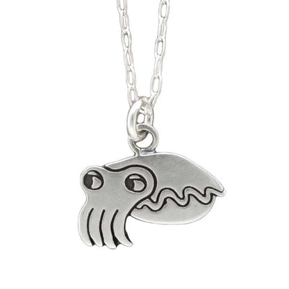 Sterling Silver Cuttlefish Necklace - Cuttlefish Charm