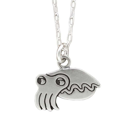 Sterling Silver Cuttlefish Necklace - Cuttlefish Charm
