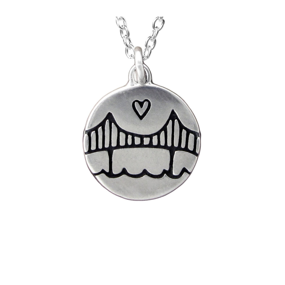 Sterling Silver Round Golden Gate Bridge Necklace