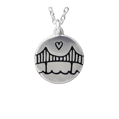 Sterling Silver Round Golden Gate Bridge Necklace