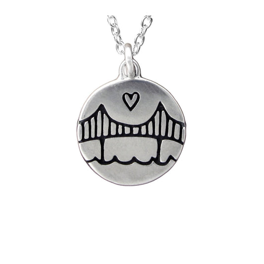 Sterling Silver Round Golden Gate Bridge Necklace