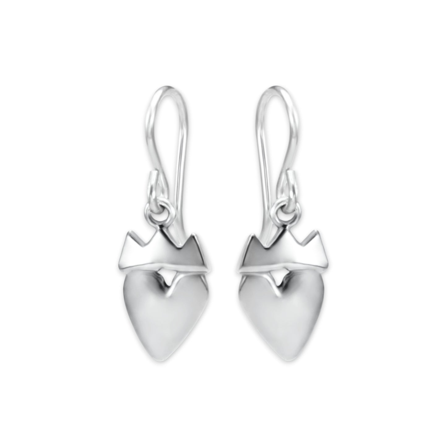 Sterling Silver Little Crown Heart Earrings - Modern Claddagh Earrings